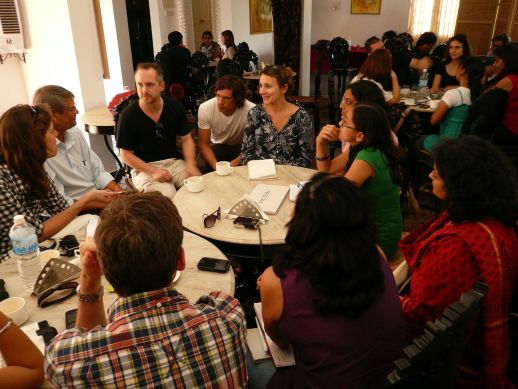 Students interacting with Dean D’Cruz, one of Goa’s most respected architect who is also working on the Goa regional plan.