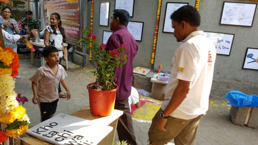 On the last day of the workshop the output was shown at various locations in Khotachiwadi.