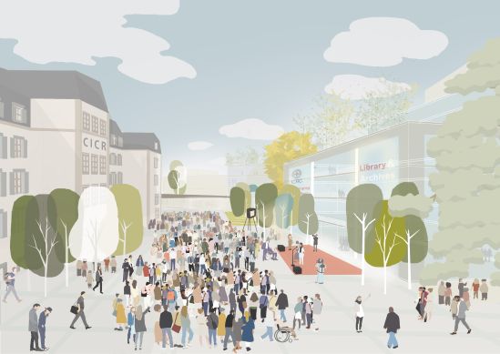 proposal for a Humanity Square in the center of the campus. 